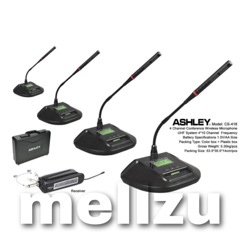Mic Wireless Podium Ashley CS 416 Original ASHLEY CS416 4 Mic Meja
