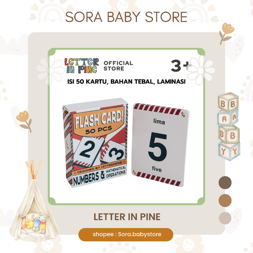 LETTER IN PINE - FLASH CARD ANAK ISI 50 KARTU - NUMBER - Mainan Kartu Belajar Anak