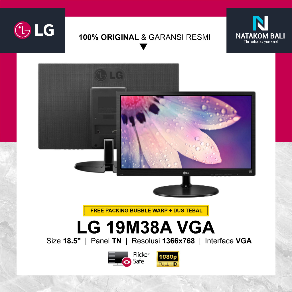 MONITOR LED LG 19M38A 18.5" INCHI VGA