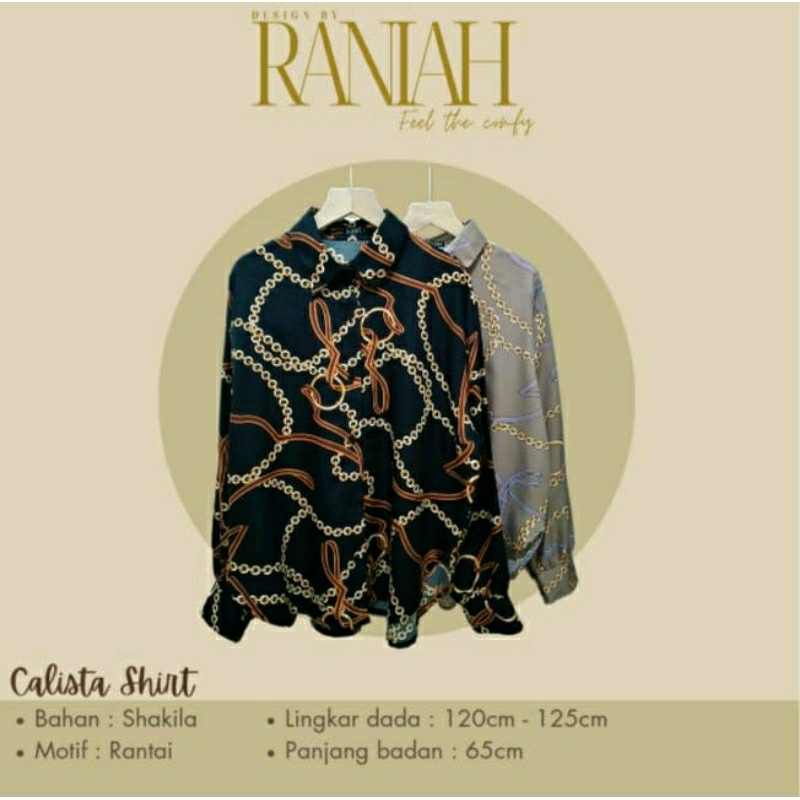 Kemeja Calista Shirt - Kemeja Wanita Oversize Motif Rantai