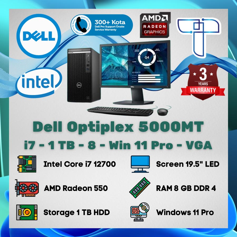 Dell Optiplex 5000 MT Desktop - i7 - 1 TB - 8 - Windows 11 Pro - VGA