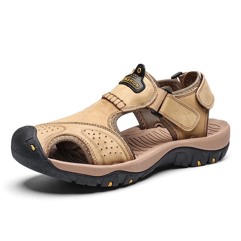 Sandal Pria Asli Kulit Sapi 100% Sendal cowok Gunung Outdoor Hiking Ringan Anti Slip Tahan Air Waterproff Original Import SK 03Terbaru Kekinian Sendal Kulit Sepatu Sendal Dewasa Closed Toe Like Sol Karet