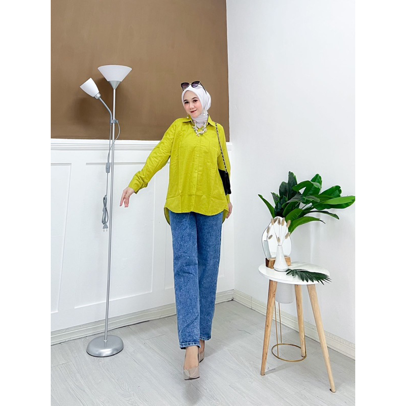 kemeja wanita oversize linen / olivia shirt