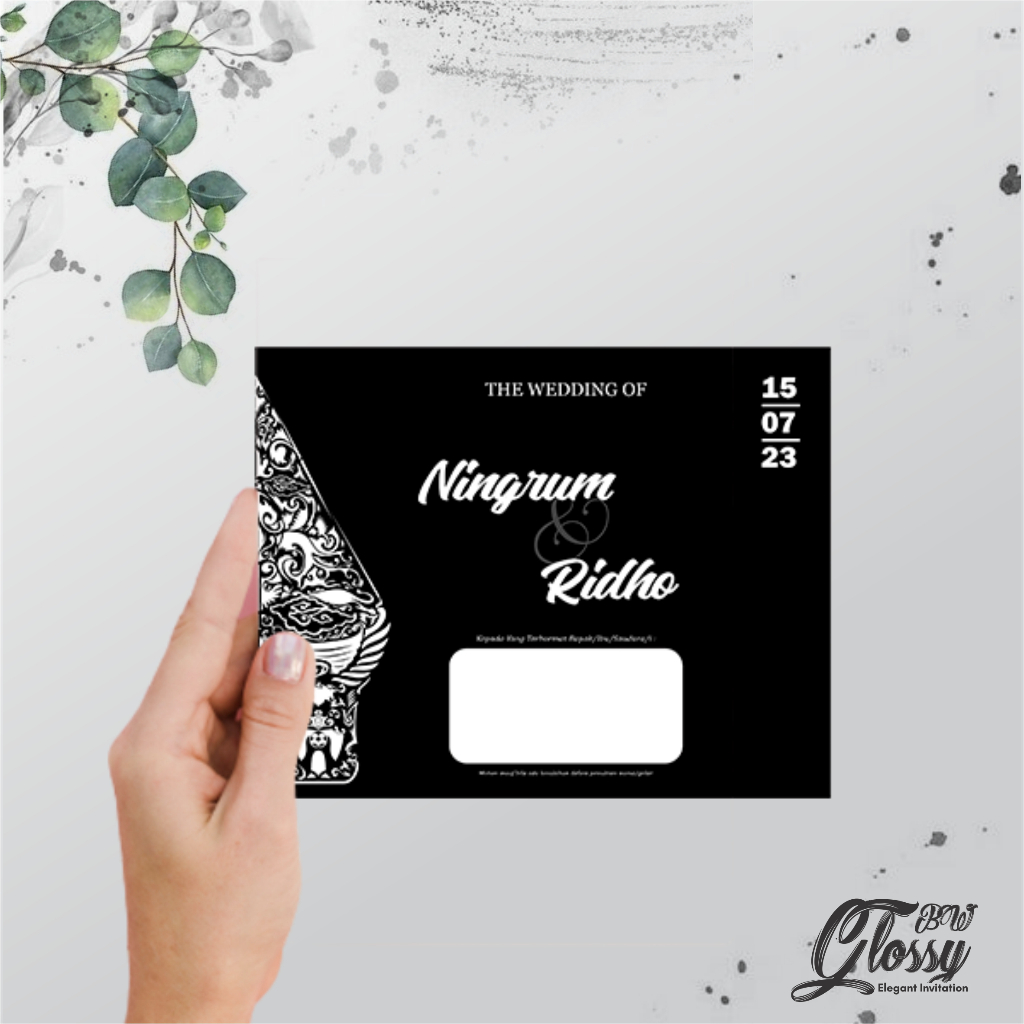 UNSERIES - Undangan Pernikahan GLOSSY BW  HITAM PUTIH ART CARTOON BAHAN LEBIH TEBAL | Undangan Nikah