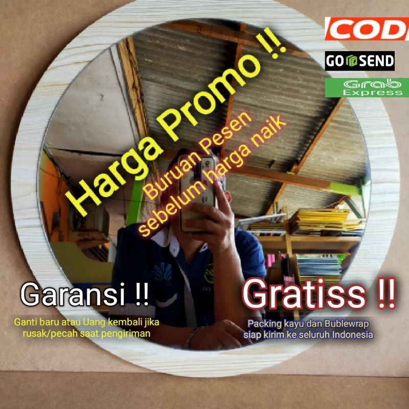 Cermin Strip List Putih Hitam Cream  Bulat Aestetik Unik Murah Rias Dinding Fashion Tempel Bulat Aes