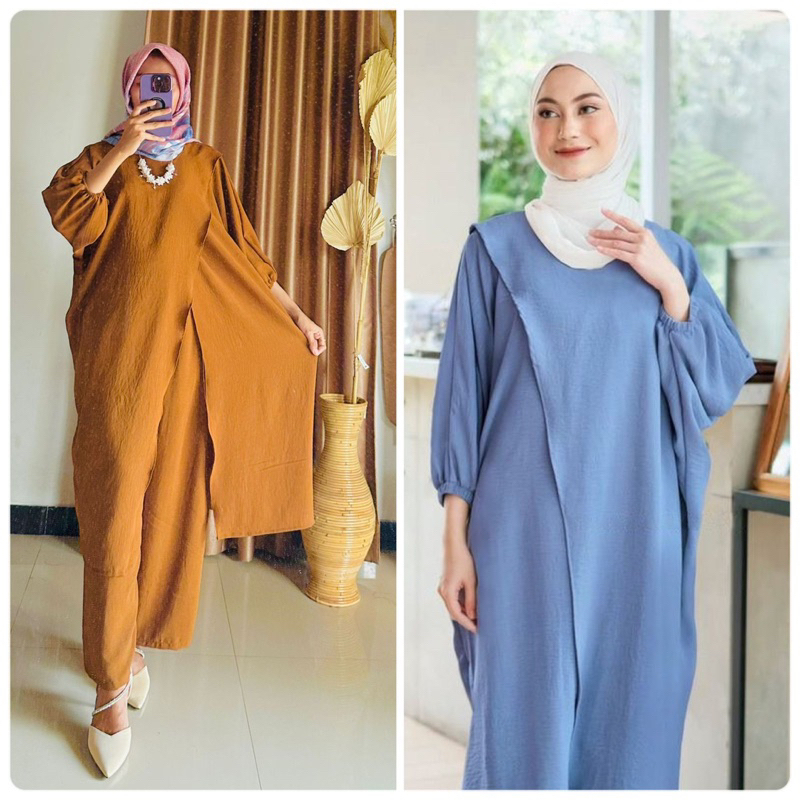 Oneset Mecca / Oneset Tunik / Oneset Long Tunik Oversize Crinkle Airflow