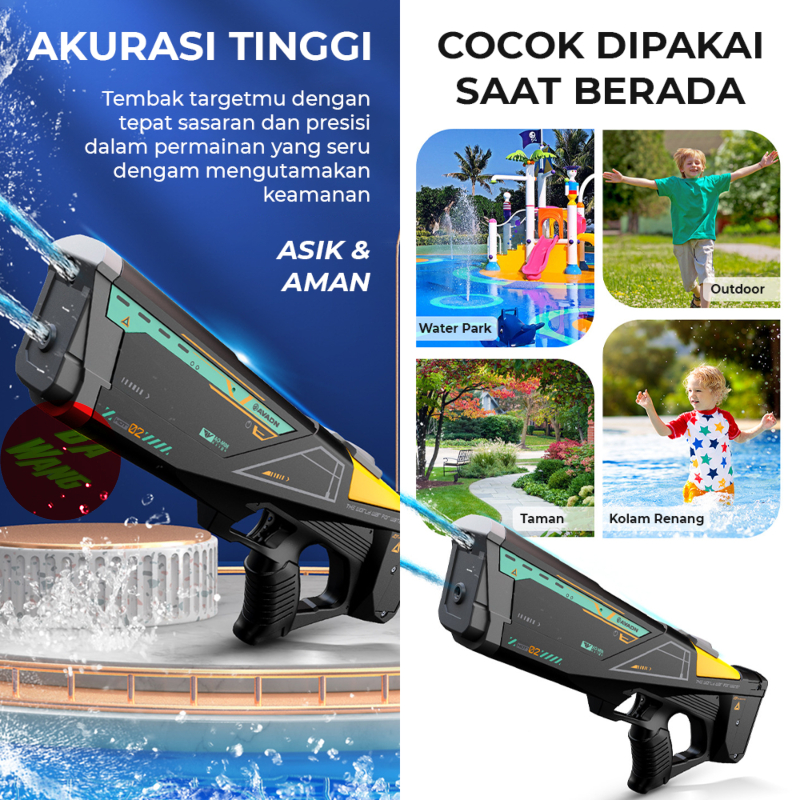 Mainan Anak Water Gun Elektrik Pistolan Tembakan Air Double Shot