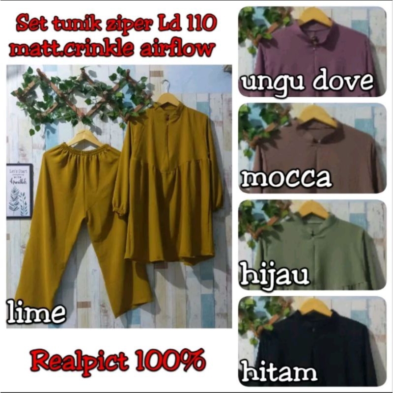 Ld 110 setcel crinkle airflow premium/setelan tunik crinkle airflow premium/setcel