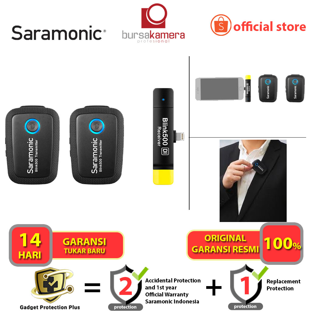 Saramonic Blink 500 B4 TX+TX+RXDi Wireless Mic for Iphone