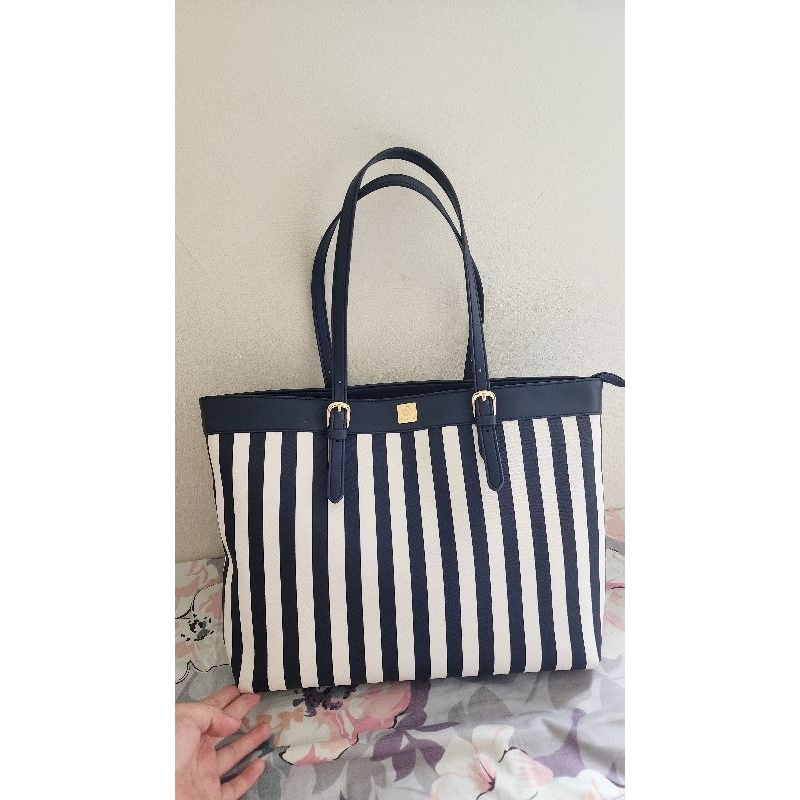 Les Catino Stripe Tote Bag (Biru / Navy)