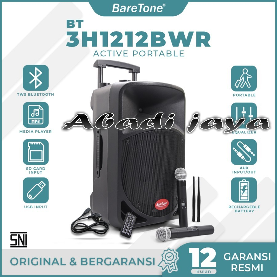 speaker portable baretone bt 3h1212bwr bt3h 1212 bwr 12 inch original