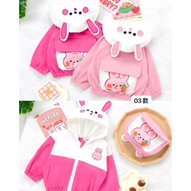 jacket parasut anak cewek motif kelinci