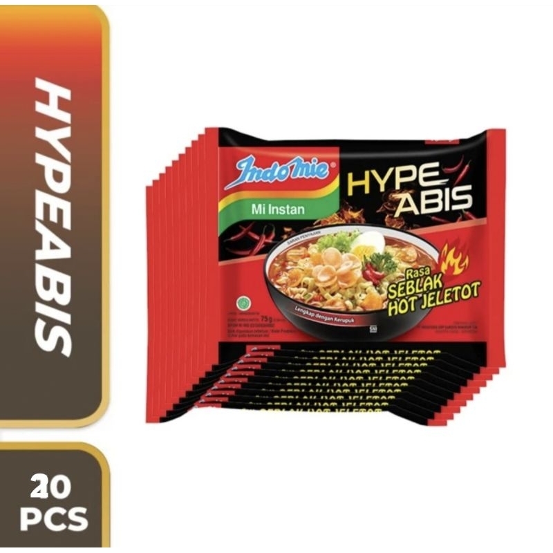 

Indomie HypeAbis Rasa Seblak Jeletot 20 Pc