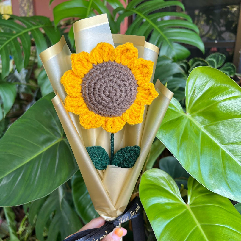 Single Crochet Sunflower Bouquet - Buket Bunga Matahari Rajut | Buket Bunga Wisuda Murah