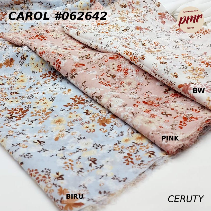 Kain CAROL-CERUTY Kain 100% POLYESTER untuk Dress dan Kain Blouse Kain Premium [ HARGA TERTERA 1/2 Y
