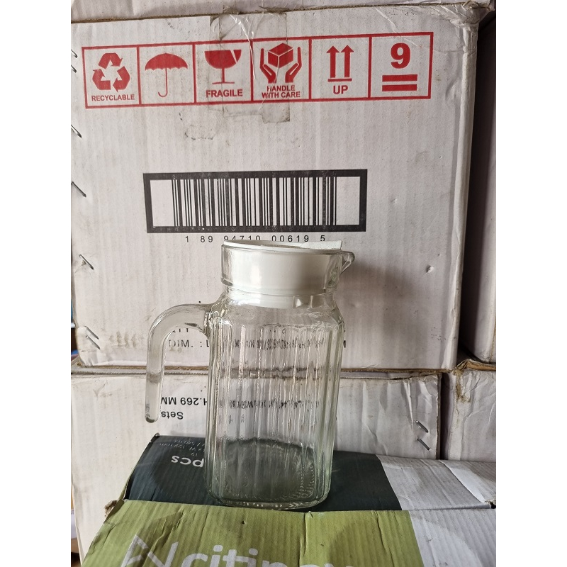 Teko 500ml/ Pitcher Kaca 500ml Plus Tutup Plastik/ Teko