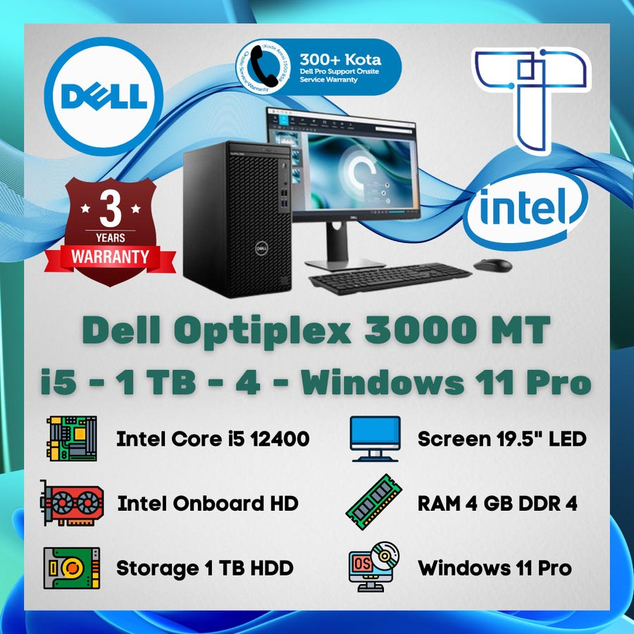 Dell Optiplex 3000MT 3000 MT Desktop - i5 - 1 TB - 4 - Windows 11 Pro
