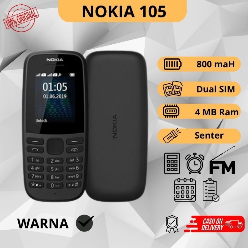 Hp Jadul Nokia 105 Barang baru full set