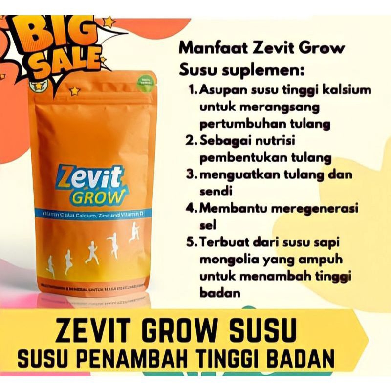 PROMO ZEVIT GROW  PENUNGGI BADAN TERBAIK/SUPLEMEN PENINGGI BADAN