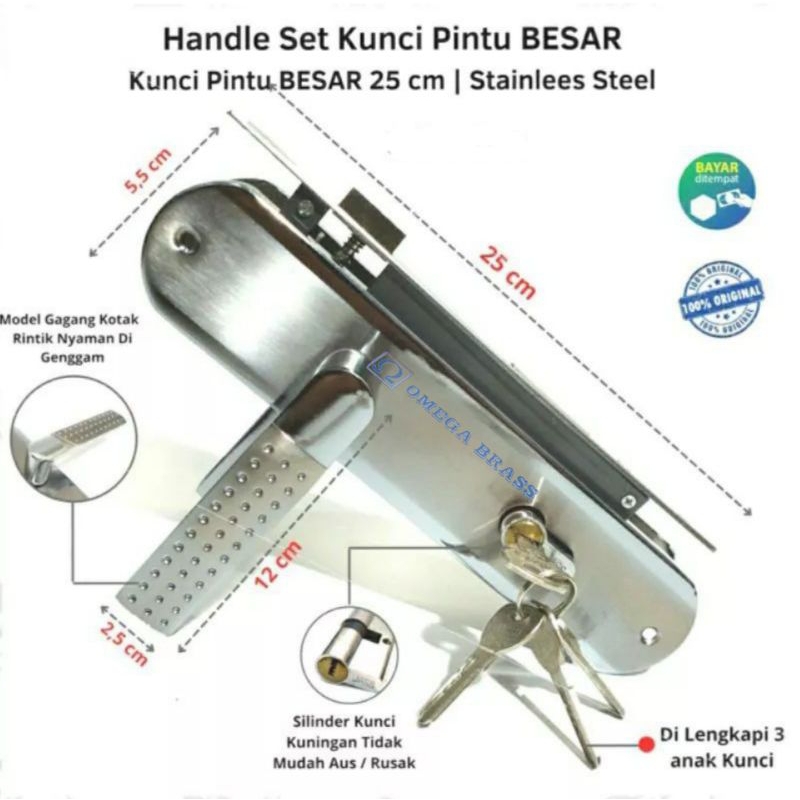 Handle pintu set kunci besar/kunci pintu besar 25cm