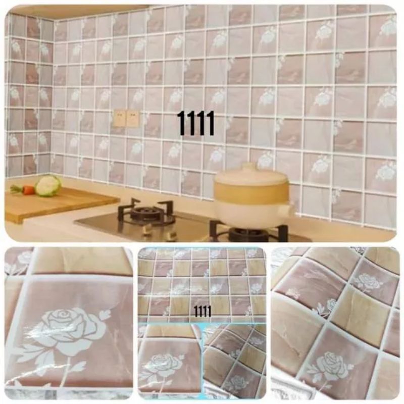 Wallpaper Sticker Dinding Dapur Kamar Mandi Motif Bunga Kode 1111