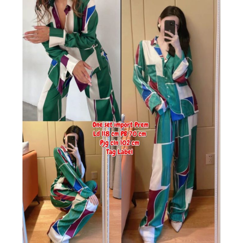 One set wanita cotton silk import setelan