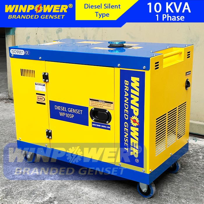 Genset 10 KVA Winpower Silent Solar 1 Phase WP10SP Diesel Electric Starter