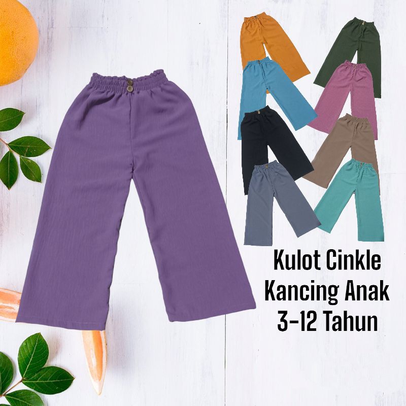 KULOT ANAK CRINKLE 2 KANCING / DOBBY PANTS 2 KANCING ANAK/KULOT ANAK PEREMPUAN/CELANA ANAK PEREMPUAN
