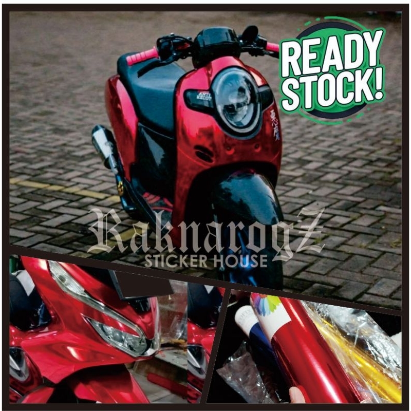 Stiker Skotlet Merah Chrome