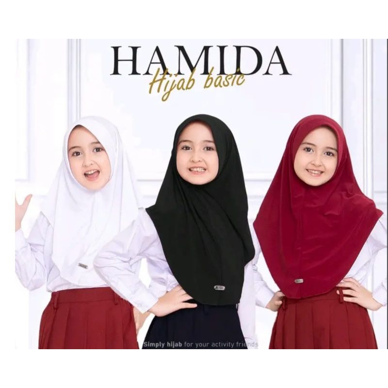 FAST DELIVERY Hijab sekolah anak HAMIDAH jersey premium / Jilbab bergo hamidah anak / jilbab sekolah