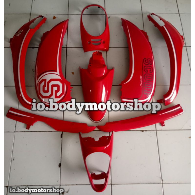 full body bodi halus Scoopy fi 2013-2016 full set merah cabe sporty