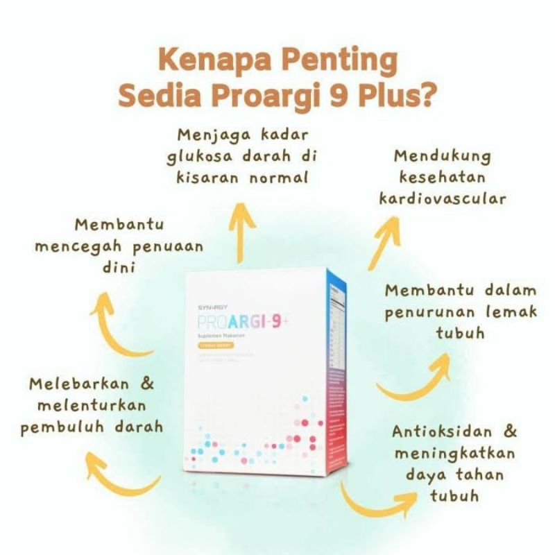PROARGI -9plus +Pembulu Darah Dan Meningkatkan Energi Asli Original-PROARGI-9+ Synergy safu box isi 