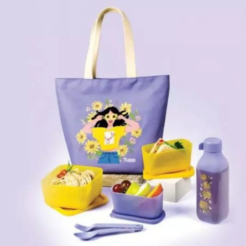 

Tuperware Cosmo lady Sunflower Lunch Set Bekal