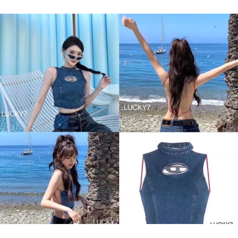 BACKLESS TOP DIESEL logo HARDWARE super cutee crop top tanktop