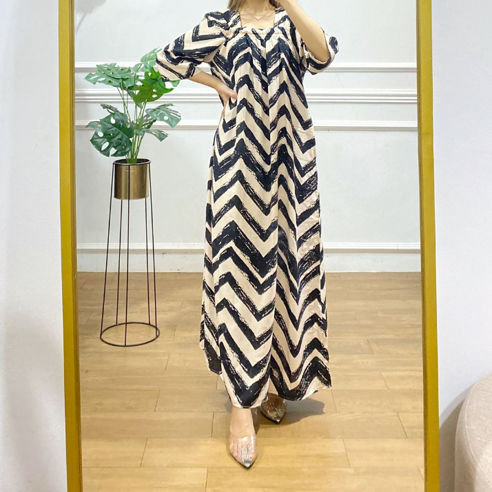 [DASTER DINDA BUSUI MOTIF - Paula versi Busui Kancing Lengan 3/4 - Rayon Premium] Daster Gamis Rayon