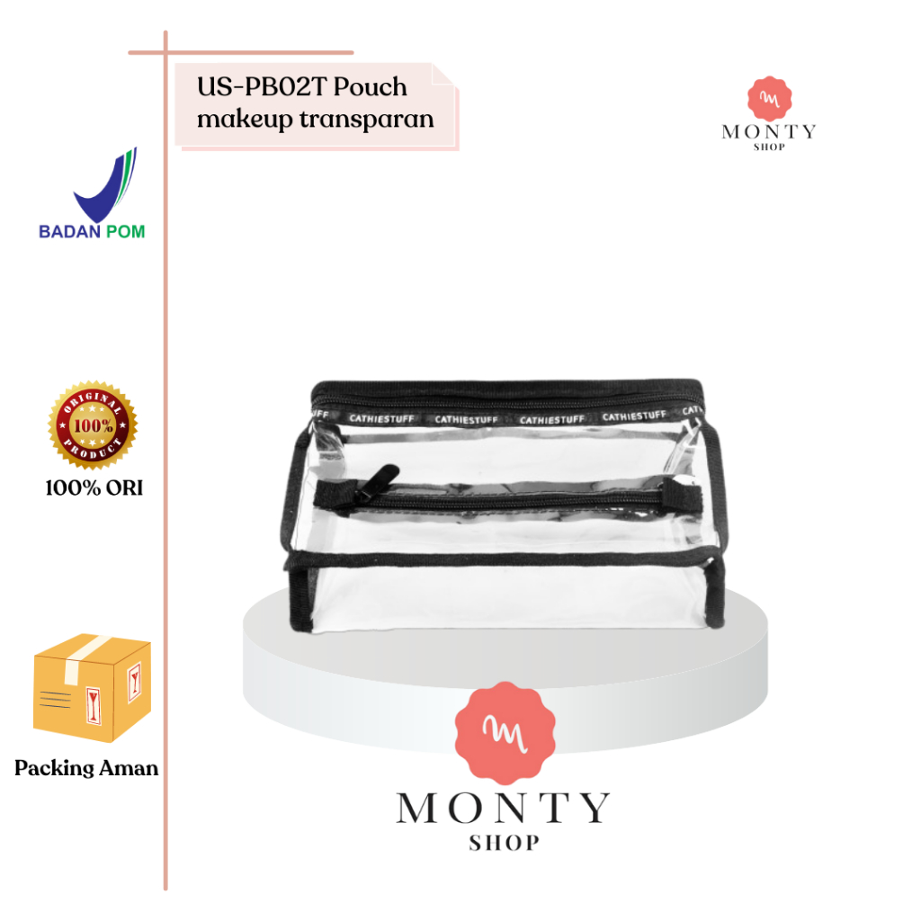 US PB02T by Cathiestuff  Tissue Pouch Transparan Makeup Tempat Tisu Panjang Wadah Bening