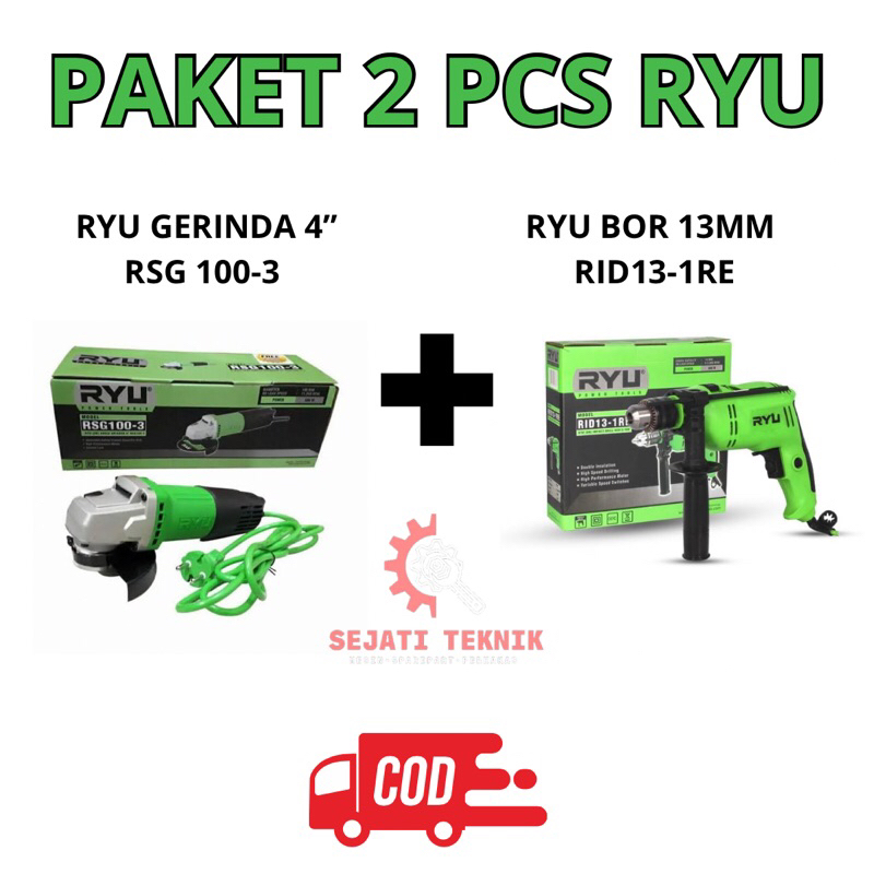 ryu paket 1 set original ryu 2 pcs gerinda ryu dan bor ryu 13mm
