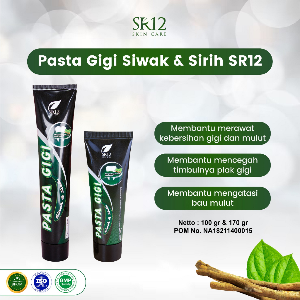 PASTA GIGI SIWAK & SIRIH SR12 / ODOL SIWAK DAUN SIRIH / MENCEGAH GIGI
BERLUBANG / MENYEGARKAN GIGI DAN MULUT