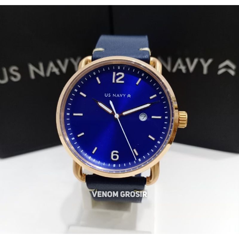 JAM TANGAN PRIA US NAVY 63012MA NAVY ROSEGOLD ORIGINAL