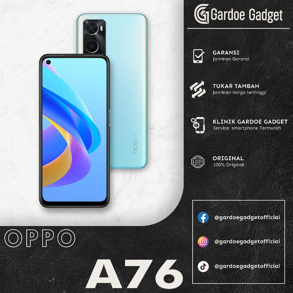 Oppo A76   4/128GB, 6/128GB ORIGINAL | HANDPHONE SECOND Full Set | HP SEKEN HP BEKAS MURAH | gardoeg