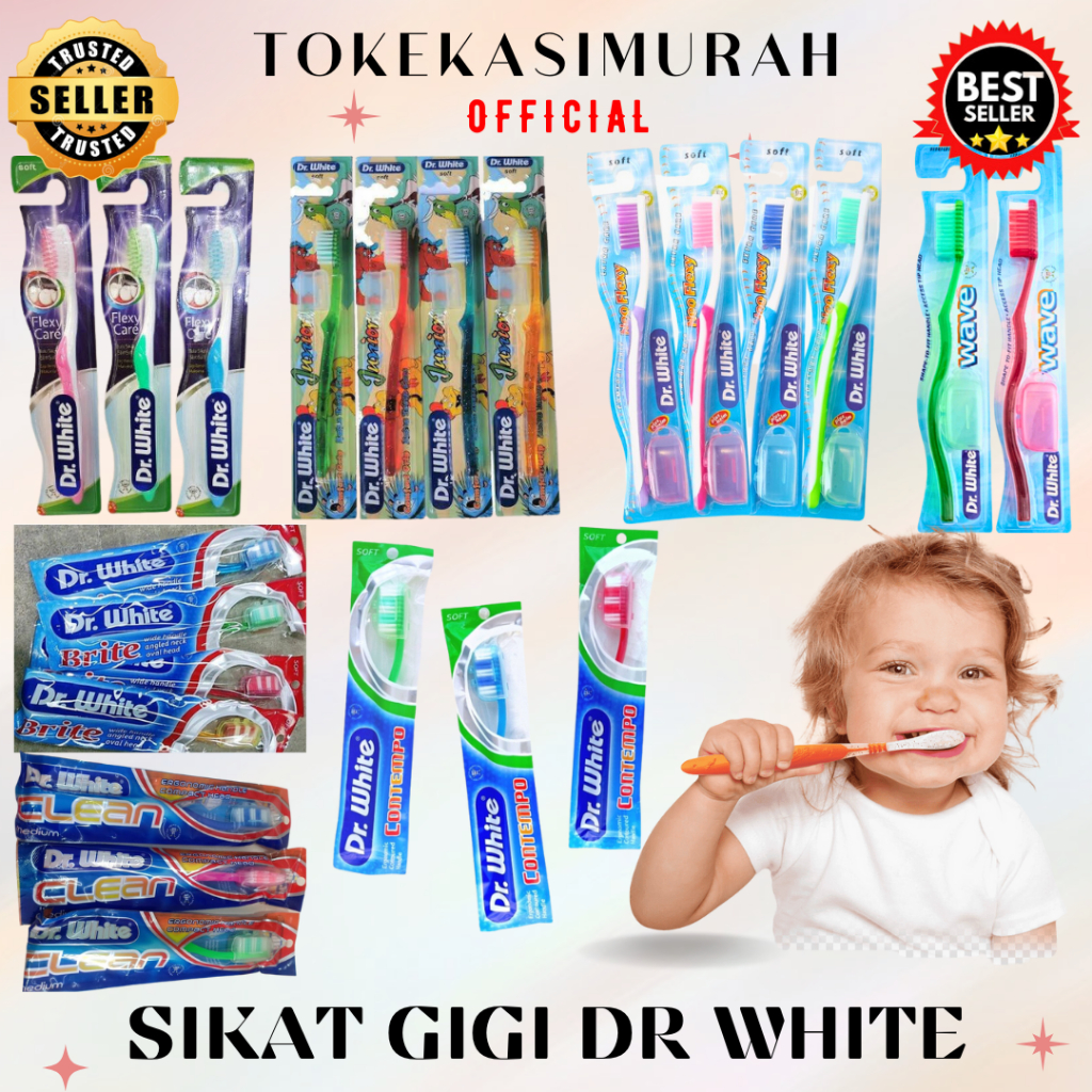 Sikat Gigi Lembut Dewasa Dr White Sikat Gigi Dr White Satuan / Pcs Warna Random BPOM