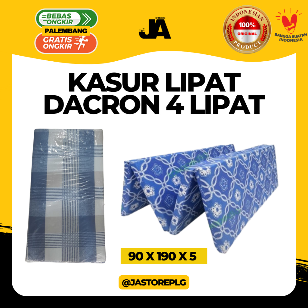 Kasur Busa Lipat 4 Dacron Inoac Ukuran 90cm x 200cm x 5 Kemah Praktis / Kos Kosan / Kursi / Tidur / 