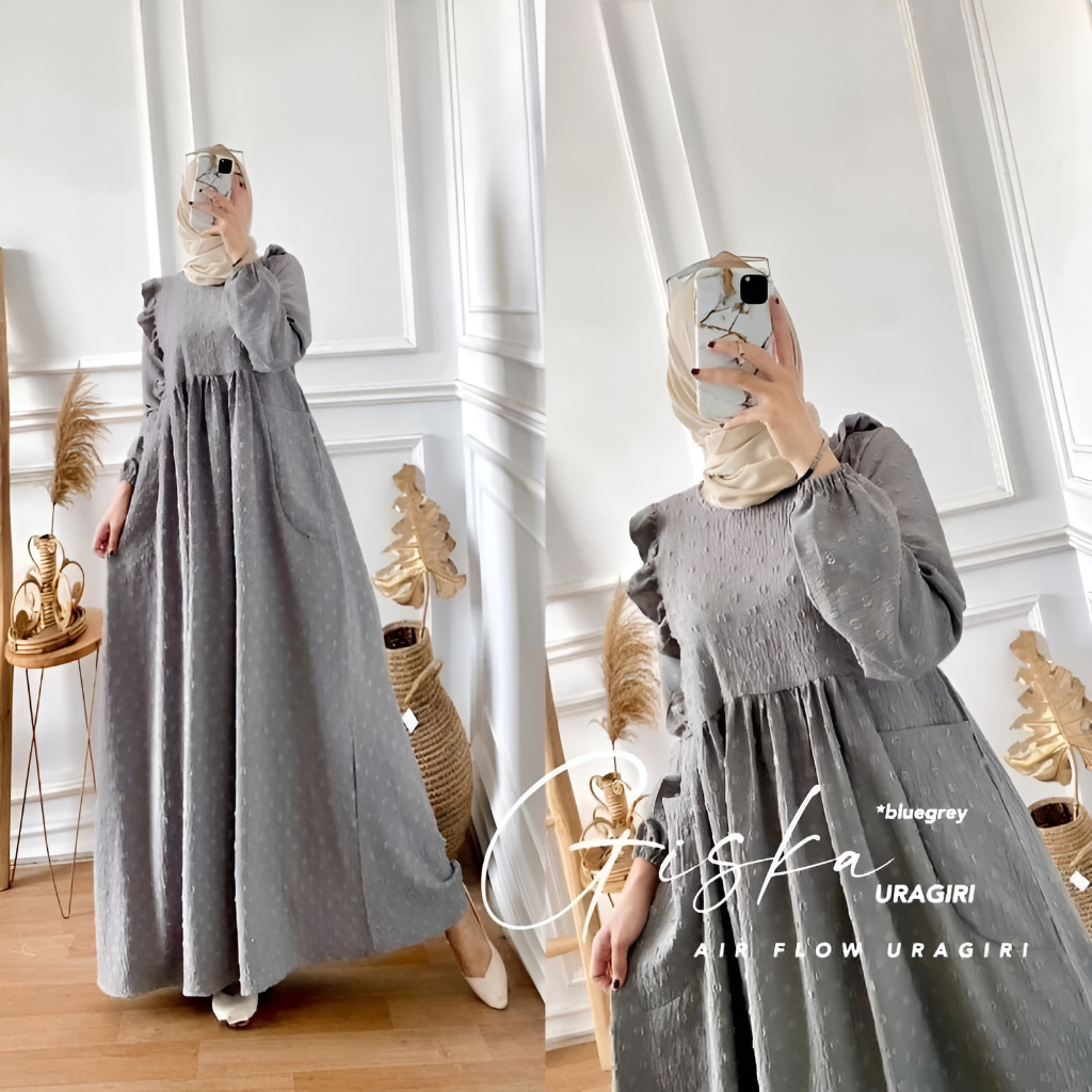 gamis terbaru gisca uragiri dress wanita crinkle oversize