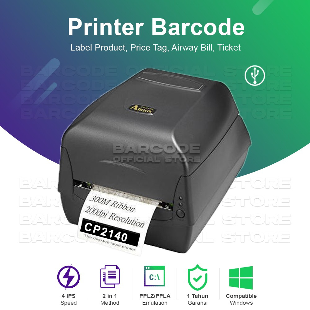 

ARGOX CP2140 BLACK - PRINT / CETAK LABEL THERMAL SEMICOATED YUPO SILVERMATTE