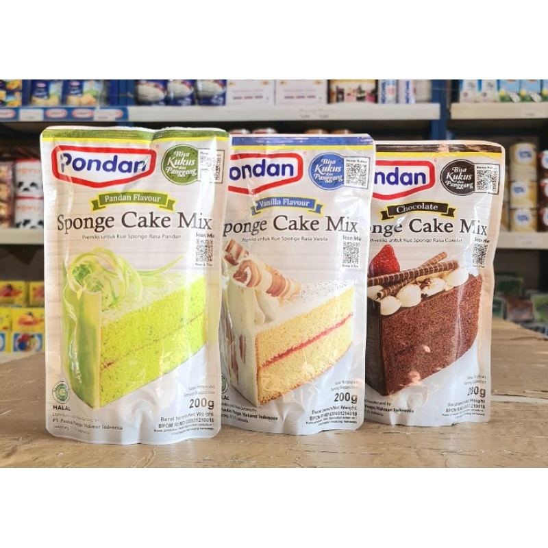 

Pondan Vanila, Coklat, Pandan 200gr/Pondan Sponge Cake Mix 200gr/Pondan tepung bolu/Pondan Bolu Vanila, coklat, pandan