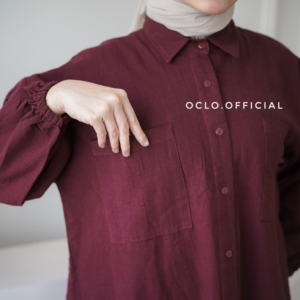 Oclo | Exsa Shirt Pocket Kemeja Basic Pocket Oversize