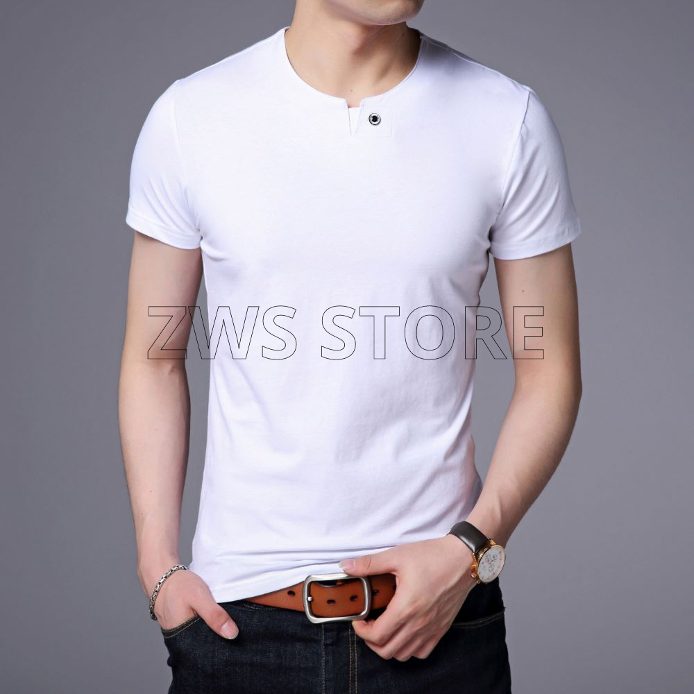 Kaos Polo Pria LEVIN Putih Polos Distro Bandung Kaos Kerah V-Neck Pria Tersedia 5 Warna Pilihan