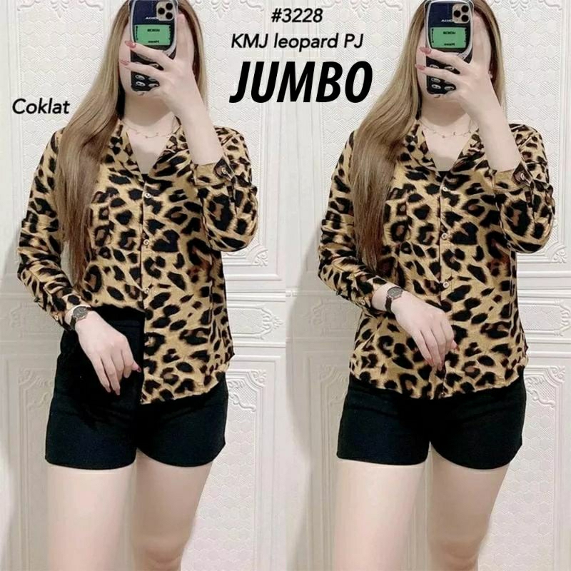 Kemeja Leopard Wanita Jumbo 4xl Kemeja Ld 125 Kemeja Termurah