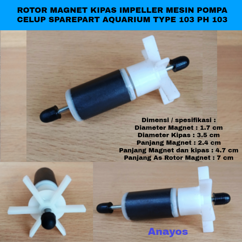 Rotor Magnet Kipas Impeller Sparepart Pompa Celup Aquarium PH 103