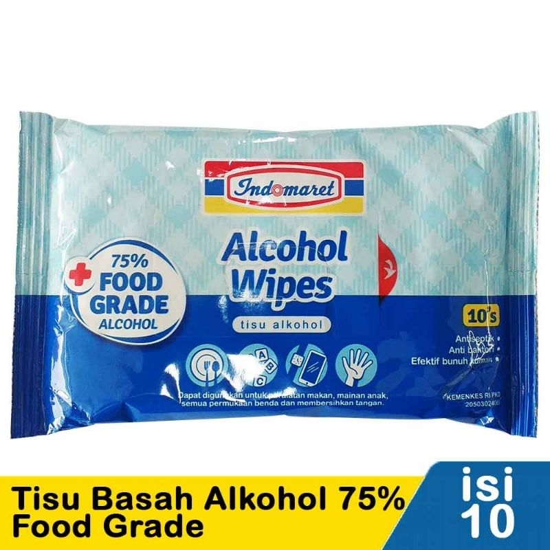 Indomaret Wet Tissue Alcohol 75% Food Grade 10'S
